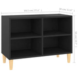 TV Cabinet with Solid Wood Legs Black 69.5x30x50 cm 805924