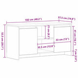 TV Cabinet Black Oak 102 x 37.5 x 52.5 cm Engineered Wood 862707
