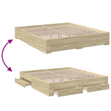 Bed Frame with Drawers without Mattress Sonoma Oak 200x200 cm 3280358