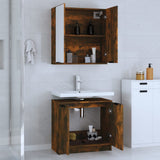 2 Piece Bathroom Cabinet Set Smoked Oak Engineered Wood 3115865