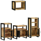 Bathroom Furniture Set with Shelf 4 pcs Brown Solid Mango Wood 3305674