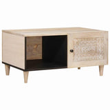 Coffee Table with Shelf Beige 80 x 50 x 40 cm Solid Acacia wood 4018120