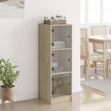 Highboard with Glass Doors Sonoma Oak 35x37x109 cm 836387