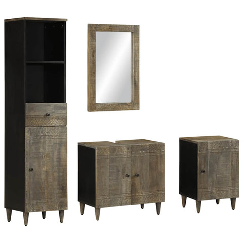 ZNTS 4 Piece Bathroom Furniture Set Solid Wood Mango 3310020