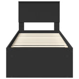 Bed Frame with Headboard Black 75 x 190 cm Solid Pine Wood 3410664