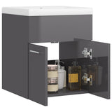 Sink Cabinet with Built-in Basin High Gloss Grey Engineered Wood 3070819