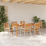 Garden Dining Set 7 pcs Beige Solid Acacia Wood 3365543