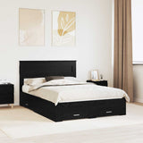 Bed Frame with Headboard Black Oak 140 x 200 cm Engineered Wood 3409988