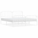 ZNTS Metal Bed Frame with Headboard and Footboard White 200x200 cm 373961