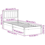 Bed Frame with Upholstered Headboard Taupe 75 x 190 cm 878302