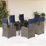 7 Piece Garden Dining Set with Cushions Grey Poly Rattan 3212877