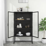 Highboard Black 80x35x135 cm Steel and Tempered Glass 335883