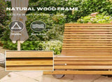 Outdoor Rocking Chair w/ Slatted Seat, Wooden Rocking Chair, 130cm x 60cm x 60cm, Light Brown T3398P555900