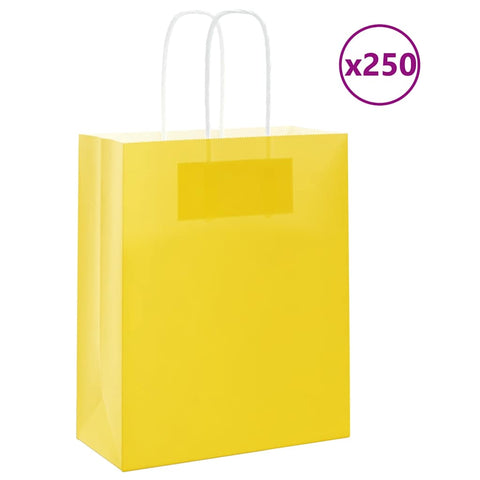 ZNTS Paper Bags 250 pcs with Handles Yellow 18x8x22 cm 4101782