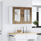 Kitchen Wall Cabinet with Glass Door Kalmar Smoked Oak Engineered Wood 853612