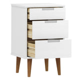 Bedside Cabinet MOLDE White 40x35x65 cm Solid Wood Pine 350499