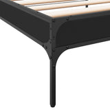 ZNTS Bed Frame Black 75x190 cm Small Single Engineered Wood and Metal 845056