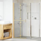 Walk-In Shower Wall Folding Gold 80 x 6.5 x 190 cm 42017970