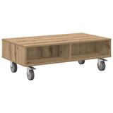 Side Table with Wheels Artisan Oak 90 x 50 x 30 cm 891023