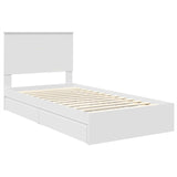 Storage Bed with Headboard White 100 x 200 cm Engineered Wood 3411236