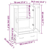 Highboard White 70x31x115 cm Engineered Wood 812546