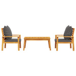 ZNTS 3 Piece Garden Lounge Set with Cushions Solid Wood Acacia 3211808