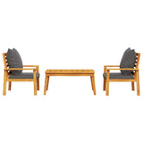 ZNTS 3 Piece Garden Lounge Set with Cushions Solid Wood Acacia 3211808