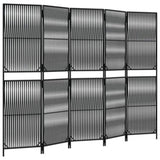 Room Divider 5 Panels Black Poly Rattan 365380