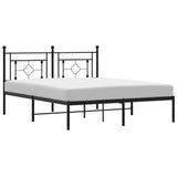 ZNTS Metal Bed Frame without Mattress with Headboard Black 160x200cm 374342