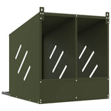 Chicken Nesting Box with 2 Compartments Olive Green Metal 864347