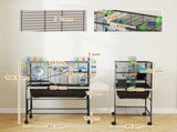 3 Tier Large Hamster Cage on Wheels with 17 cm Deep Tray, Storage Shelf for Syrian, Gerbil, Rats T3398P425335