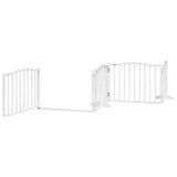 Dog Gate with Door Foldable 4 Panels White 320 cm Poplar Wood 352217