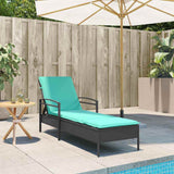 Sun Lounger Reclining Black 63 x 200 x 81 cm Poly Rattan 368307
