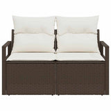 Garden Sofa with Cushion Brown 120 x 62 x 69cm Poly Rattan 42006763