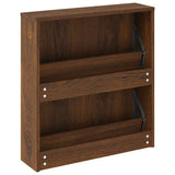 Shoe Cabinet with Mirror 2-Layer Brown Oak 63x17x67 cm 342634