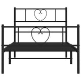 Metal Bed Frame without Mattress with Footboard Black 100x190cm 355475