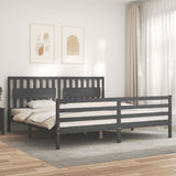 Bed Frame without Mattress Grey 200x200 cm Solid Wood 3194333