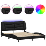 Bed Frame with LED without Mattress "Hvar" Black 160x200 cm 3213941