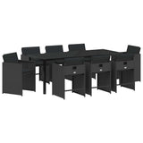 Garden Dining Set 9 pcs Black Poly Rattan 3380692