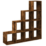 Room Divider Bookcase 4-Tier Smoked Oak 131.5x29x131.5 cm Engineered Wood 857971
