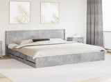 Bed Frame with Storage and Headboard Concrete Grey 180 x 200 cm 3413926