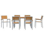 Garden Dining Set 7 pcs Grey and brown 140 x 80 x 75 cm 3284352