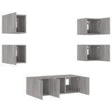 ZNTS 6 Piece TV Wall Units with LED Grey Sonoma Engineered Wood 3216816