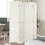 Room Divider 4 Panels White Solid Wood Paulownia 358834