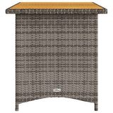Garden Table with Wooden Top Grey 110x68x70 cm Poly Rattan 366356