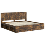Bed Frame with Storage and Headboard Smoked Oak 200 x 200 cm 3413817