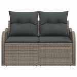 Garden Sofa with Cushion Grey 121 x 62 x 69cm Poly Rattan 42006724
