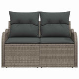 Garden Sofa with Cushion Grey 121 x 62 x 69cm Poly Rattan 42006724