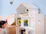 Three-Tier Toy Storage Shelf, Kids Bookcase, with Six Cubes, for Playroom, Bedroom - White T3398P379052