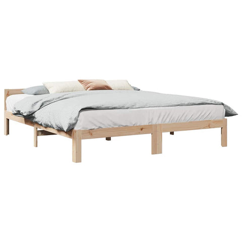 ZNTS Bed Frame without Mattress 180x200 cm Super King Solid Wood Pine 859235